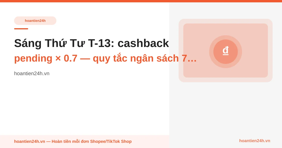 Sáng Thứ Tư T-13: cashback pending × 0.7 — quy tắc ngân sách 7.7 trước lương 25/6