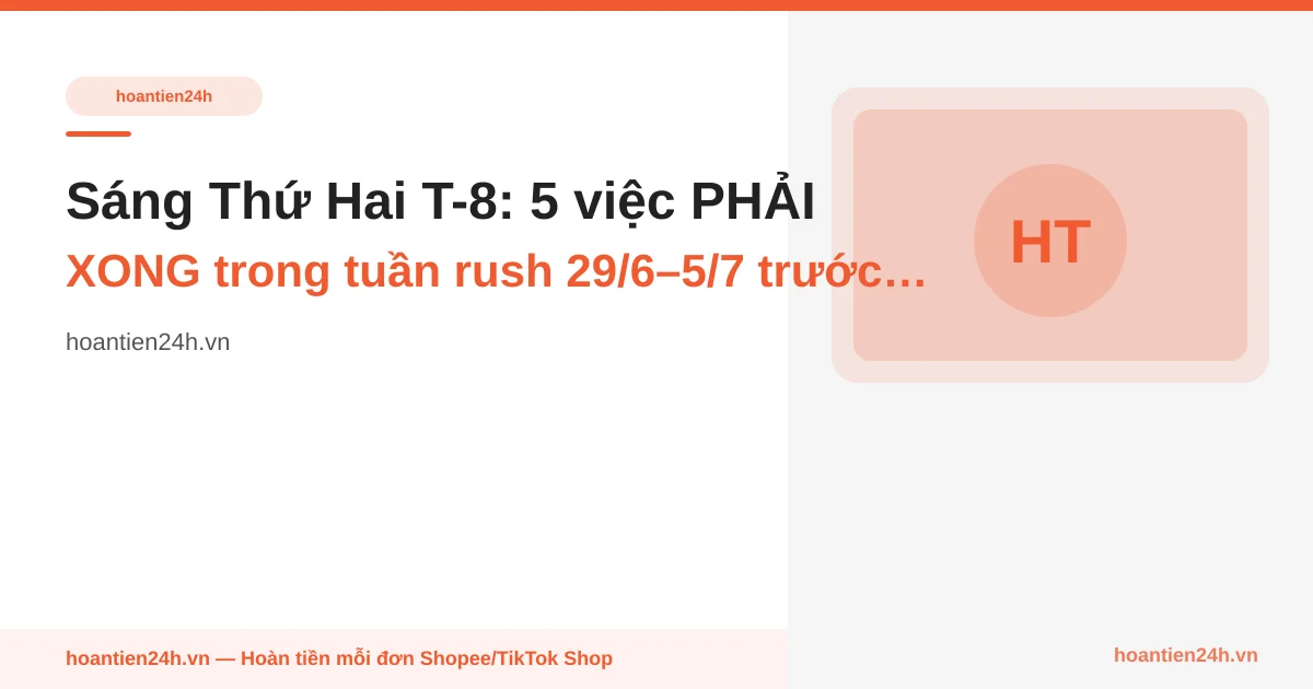 Sáng Thứ Hai T-8: 5 việc PHẢI XONG trong tuần rush 29/6–5/7 trước 7.7