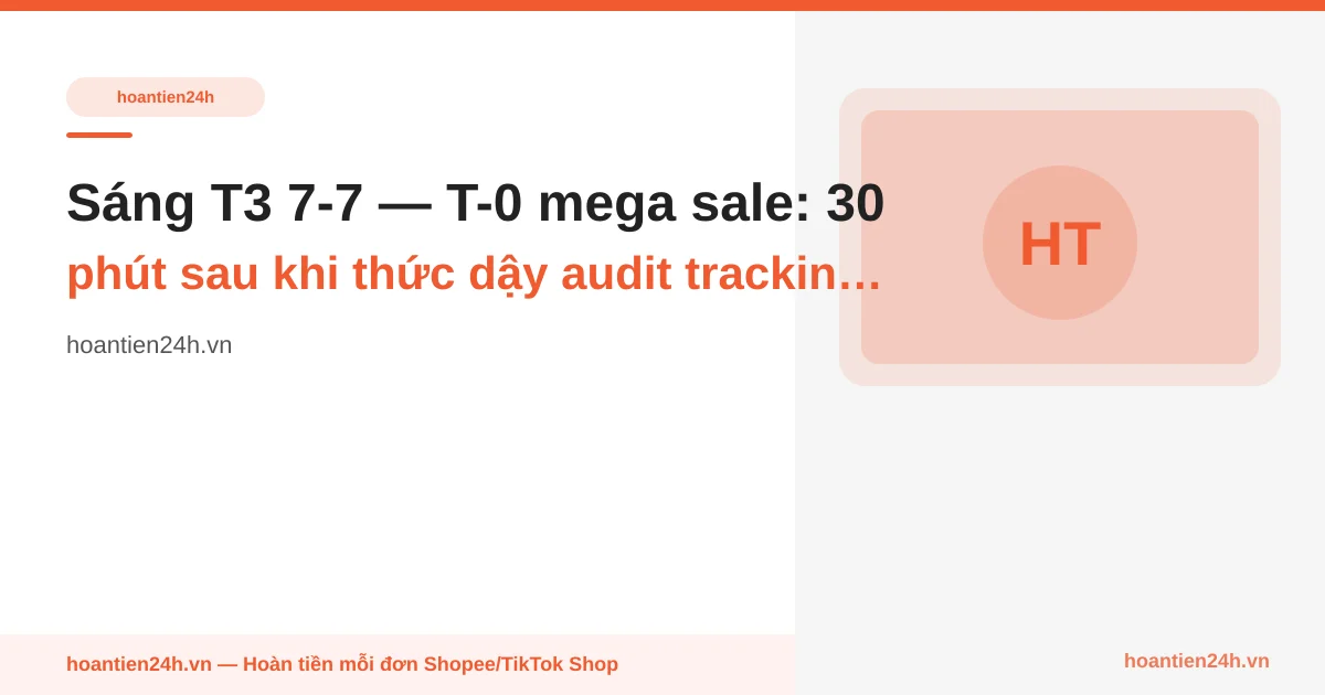 Sáng T3 7-7 — T-0 mega sale: 30 phút sau khi thức dậy audit tracking đêm qua + slot rate booster sáng 7-9h chỉ mở T-0