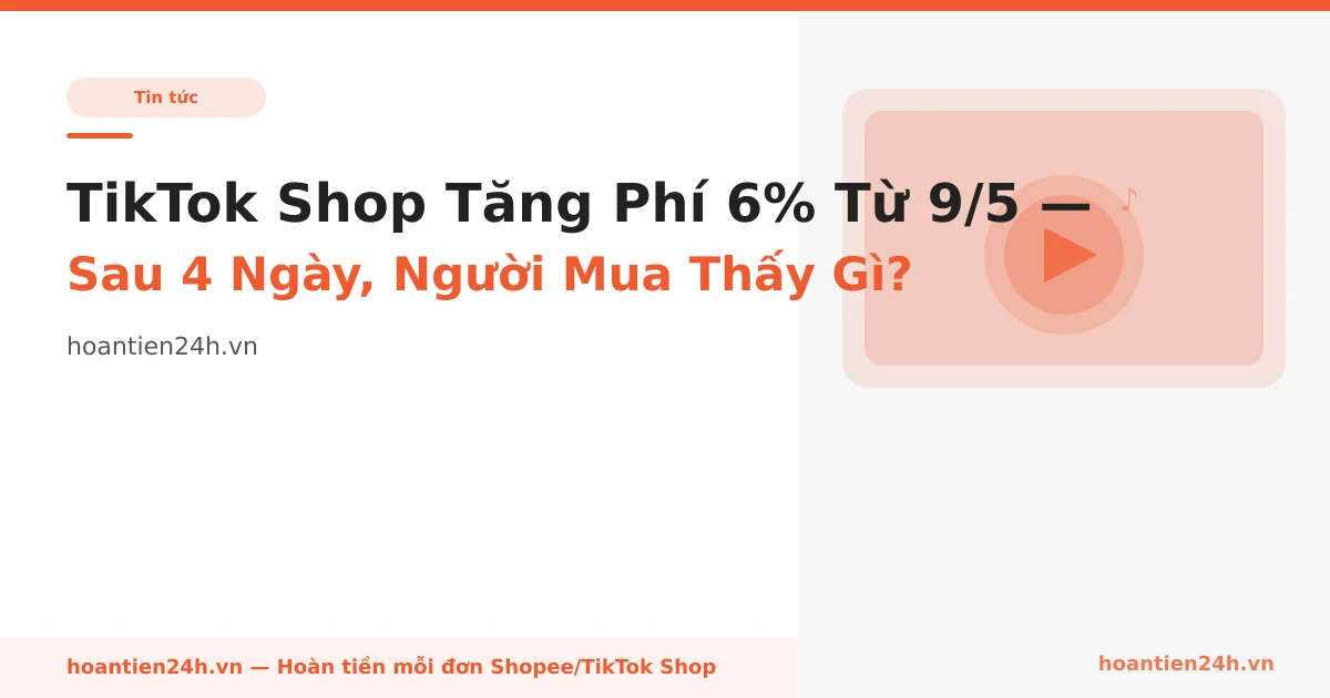 TikTok Shop Tăng Phí 6% Từ 9/5 — Sau 4 Ngày, Người Mua Thấy Gì?