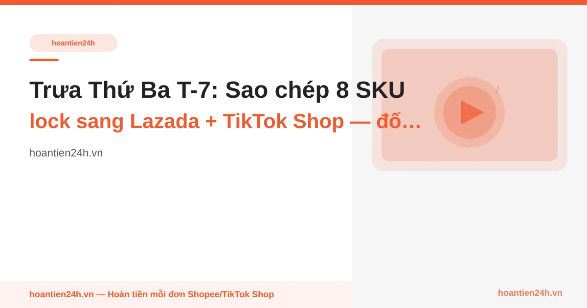 Trưa Thứ Ba T-7: Sao chép 8 SKU lock sang Lazada + TikTok Shop — đối sánh giá đa-sàn 20 phút giờ ăn trưa