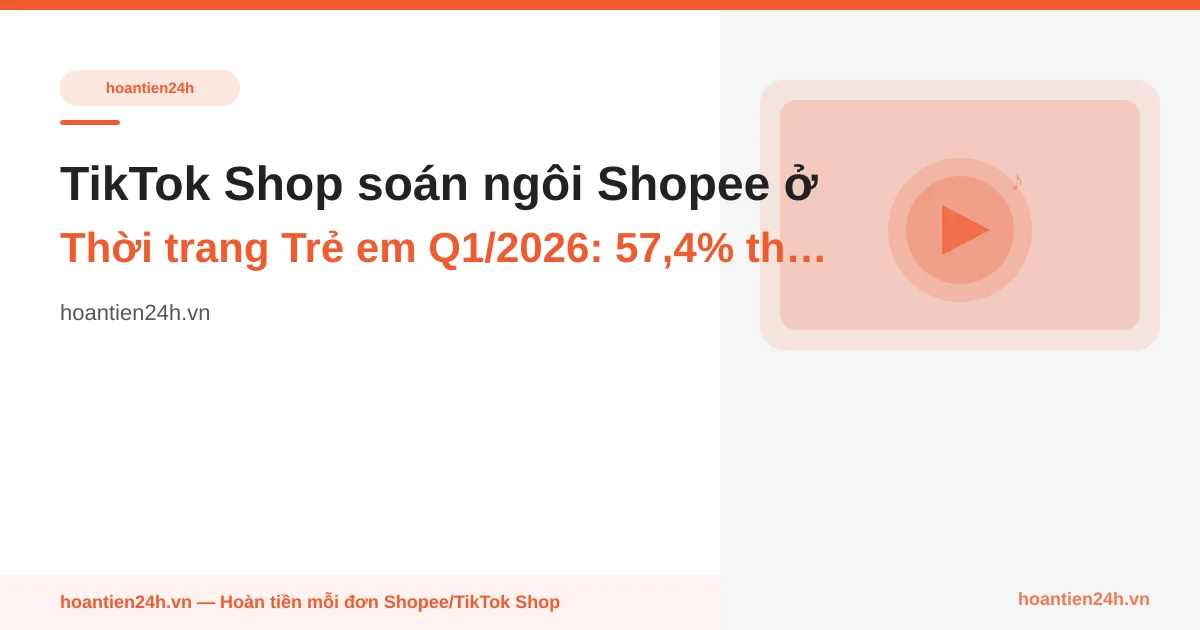 TikTok Shop soán ngôi Shopee ở Thời trang Trẻ em Q1/2026: 57,4% thị phần, +108% tăng trưởng — mẹ Việt 'đi theo cashback' thế nào?