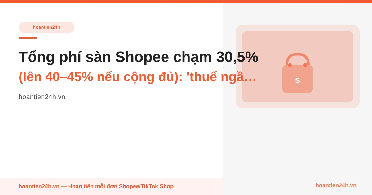Tổng phí sàn Shopee chạm 30,5% (lên 40–45% nếu cộng đủ): 'thuế ngầm' đẩy vào giá hàng — cashback 8% bù được bao nhiêu?